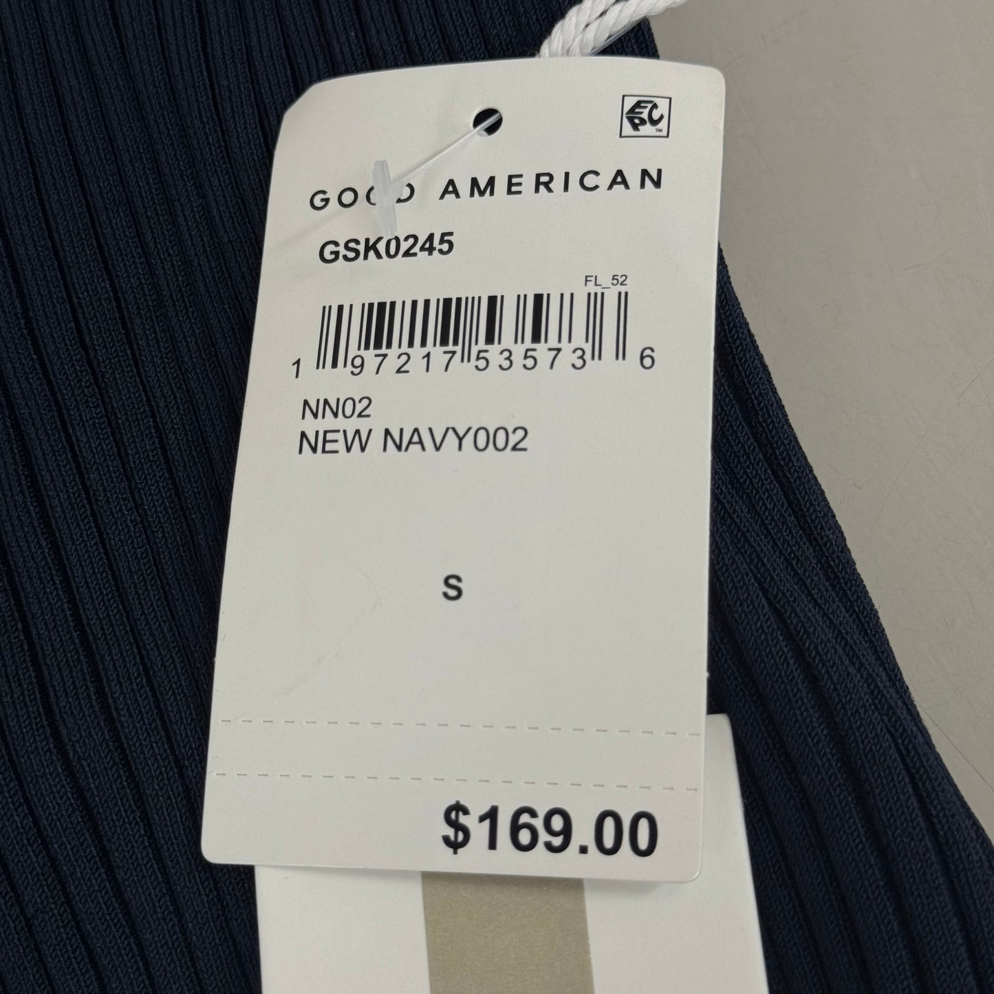 GOOD AMERICAN Shine Rib V-Neck Cardigan Women's Sz Small NEW Navy002 GSK0245