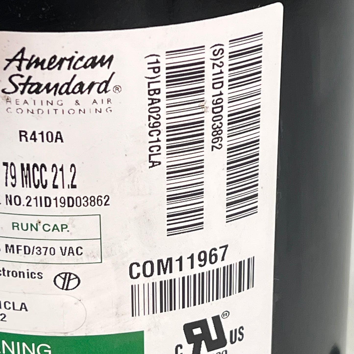 TRANE 2.5 Ton Compressor For Use W/ R410A Refrigerant 230 V COM11967 (As-is)