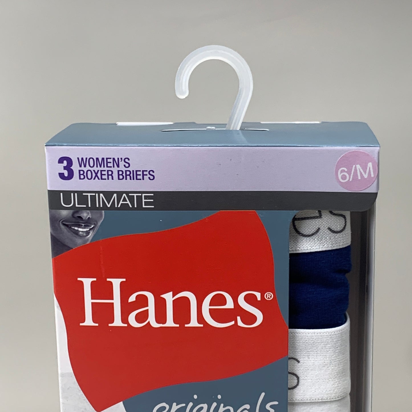 HANES 3 PACK!! Originals Women's Breathable Cotton Boxer Briefs Underwear Sz M Blue/White/Floral 45OUBB