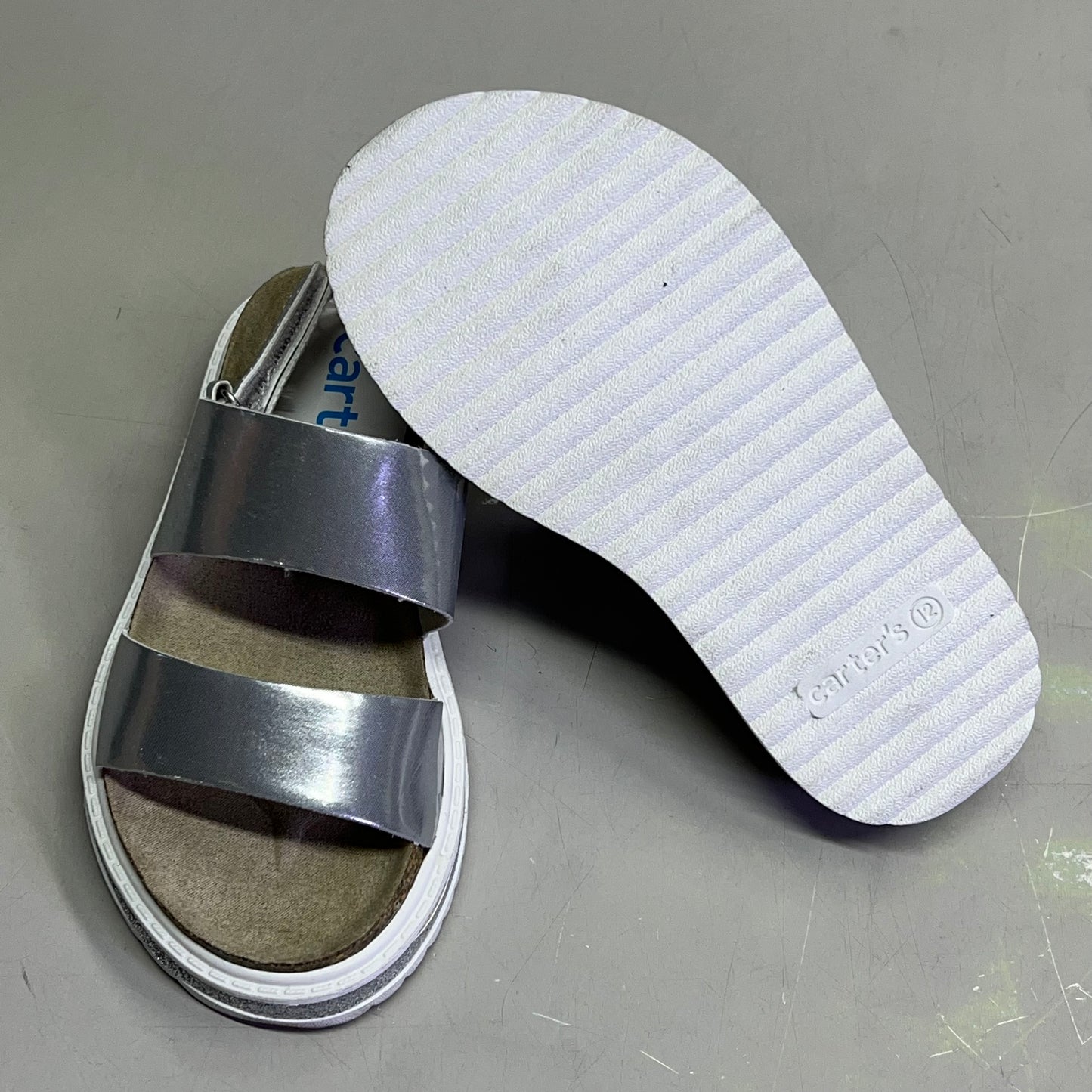 CARTER'S Carlyle Toddlers Back Strap Sandal Girl's Sz 12 Silver CS21Y01B