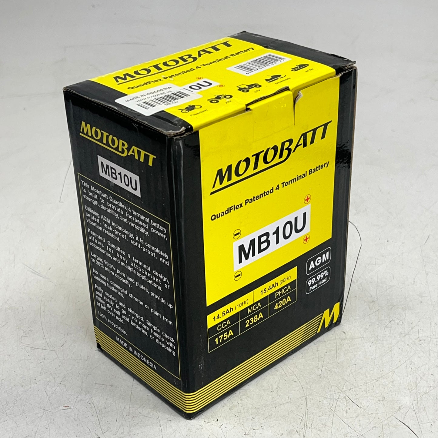 MOTOR BATT Quadflex Patented 4 Terminal Battery  12V 238 Amp MCA MB10U