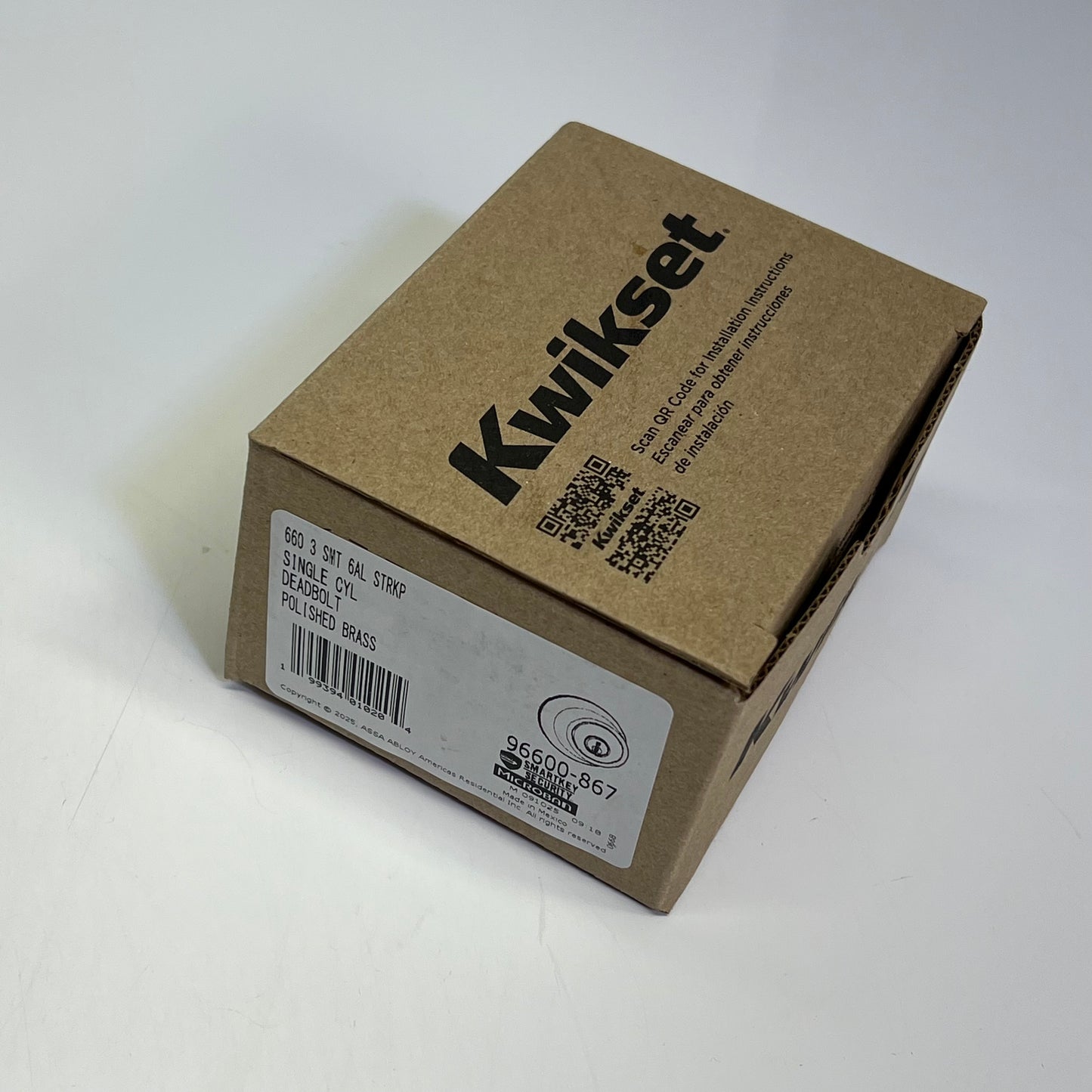 ZA@ KWIKSET (2 PACK) Single Cylinder Deadbolt Polished Brass 96600-867