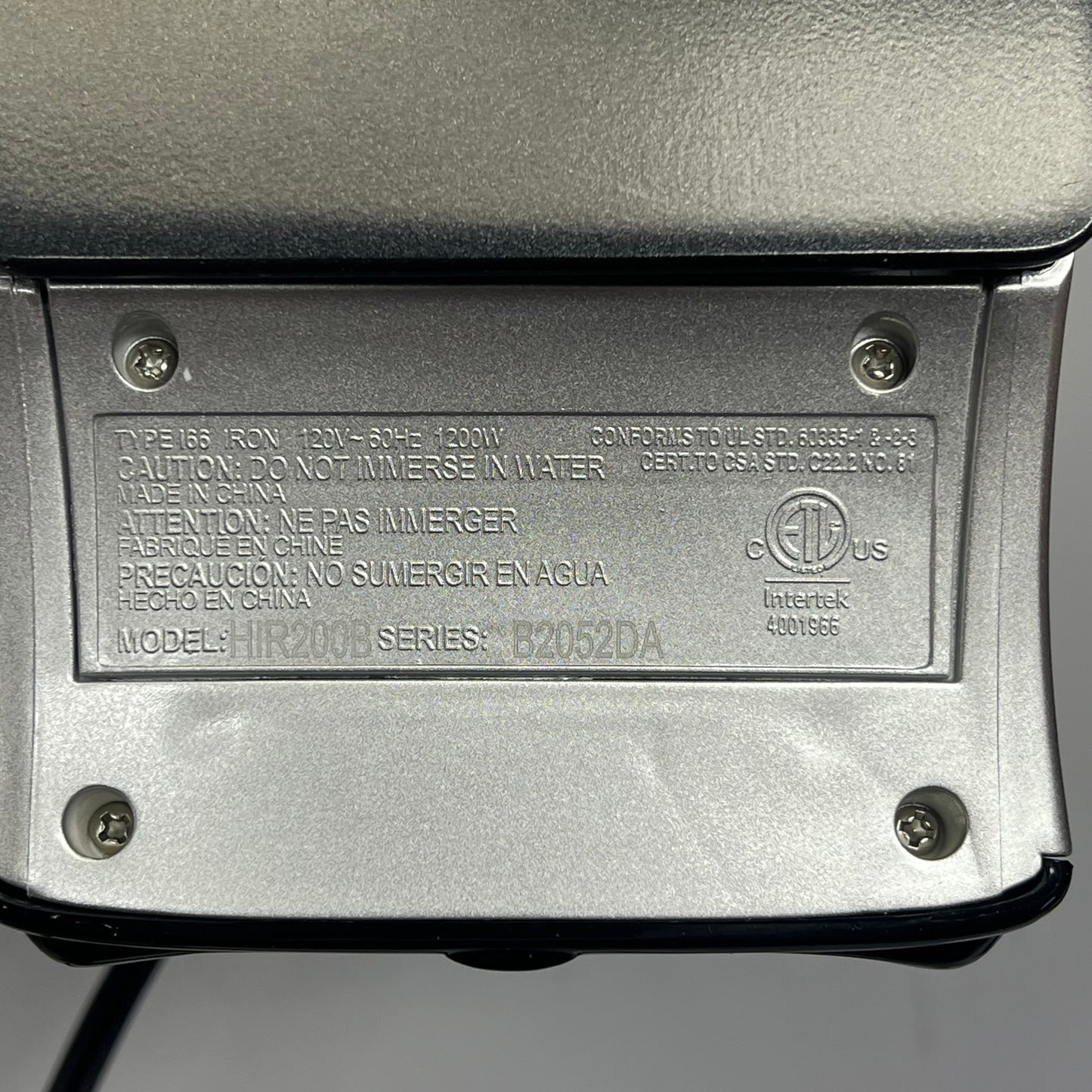 HAMILTON BEACH Lightweight Iron 3-Way Position Sensing Auto Turn Off HIR200B