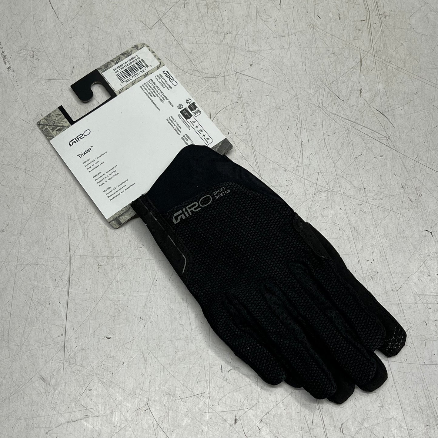 GIRO Trixter Glove Lightweight Instachill Fabric Unisex Sz S Black 7200322