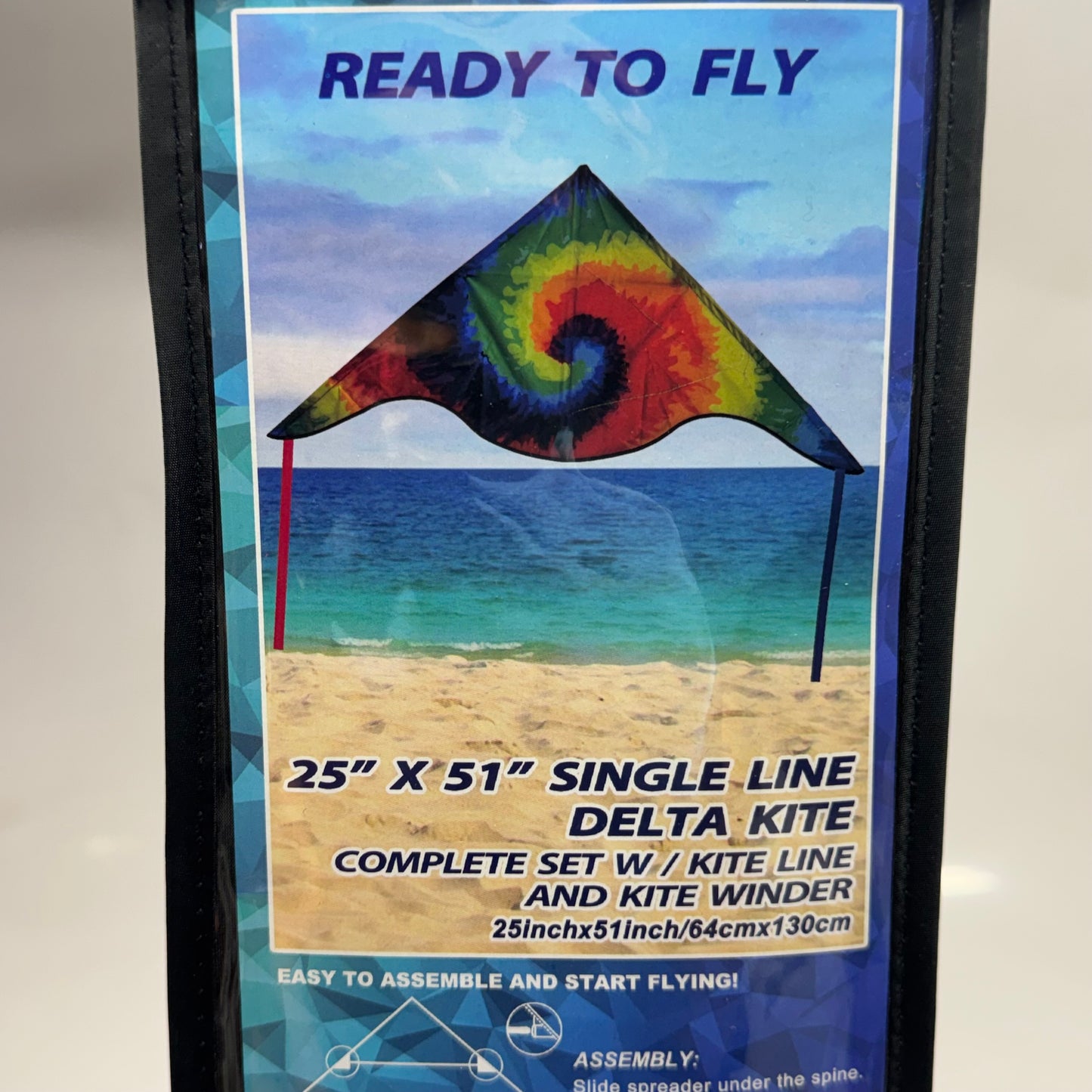 SURFGEAR Single Line Psychedelic Spiral-Designed Delta Kite - Complete Set with Kite Line & Winder Sz 25" x 51" KIT2 DELTA KITE