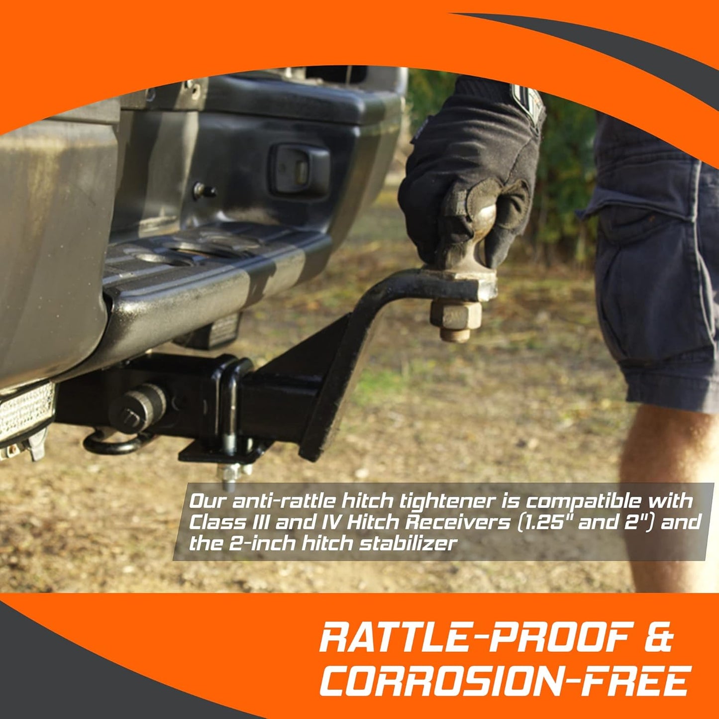 G2G4 Trailer Hitch Tightener Stainless Steel Anti-Rattle Clamp 1.25" to 2" Hitch