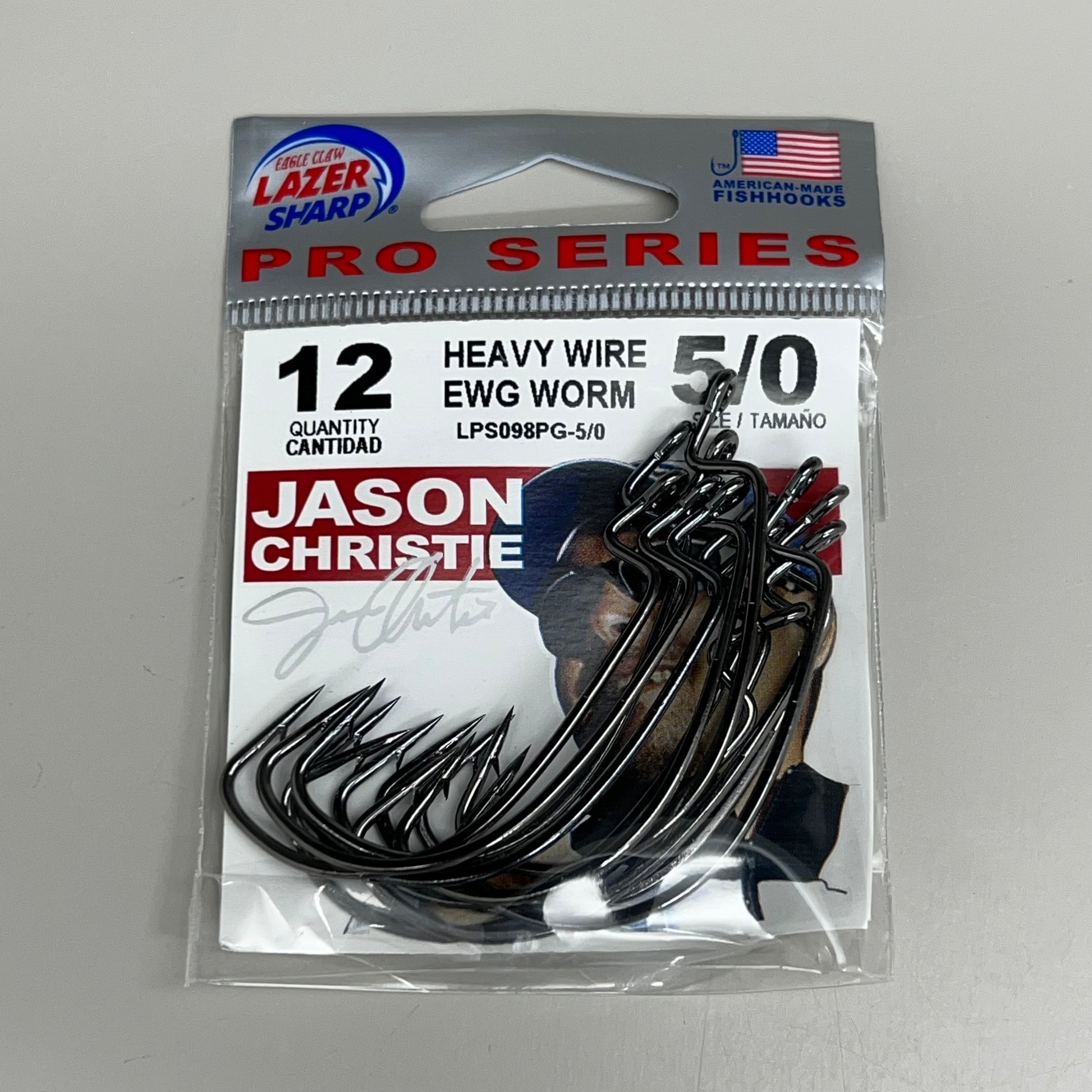 Eagle Claw Lazer Sharp Jason Christie Heavy Wire EWG Worm Hooks - each Eagle Claw Lazer Sharp Jason Christie Heavy Wire EWG Worm Hooks - each