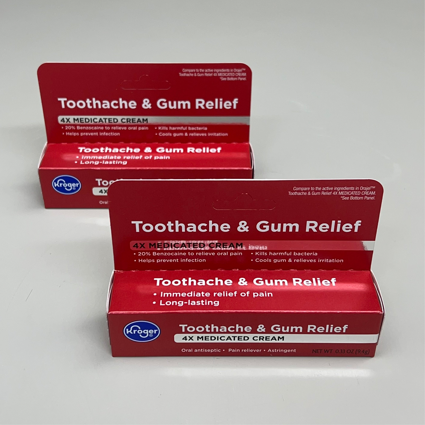 KROGER (2 PACK) Toothache & Gum Relief 4X Medicated Cream 0.33oz BB 04/26