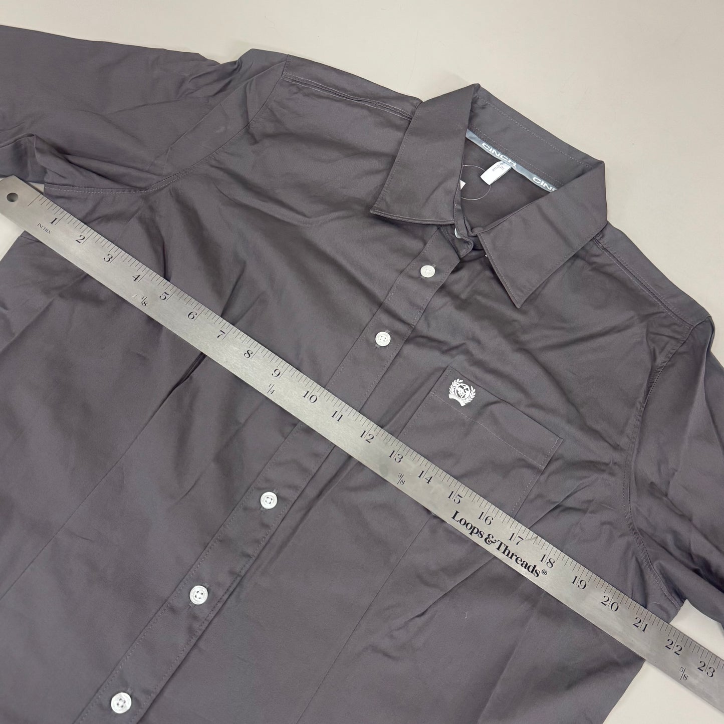 CINCH Long Sleeve & Shirt Tail Solid Button Down Top Women's SZ XL Grey MSW9164029