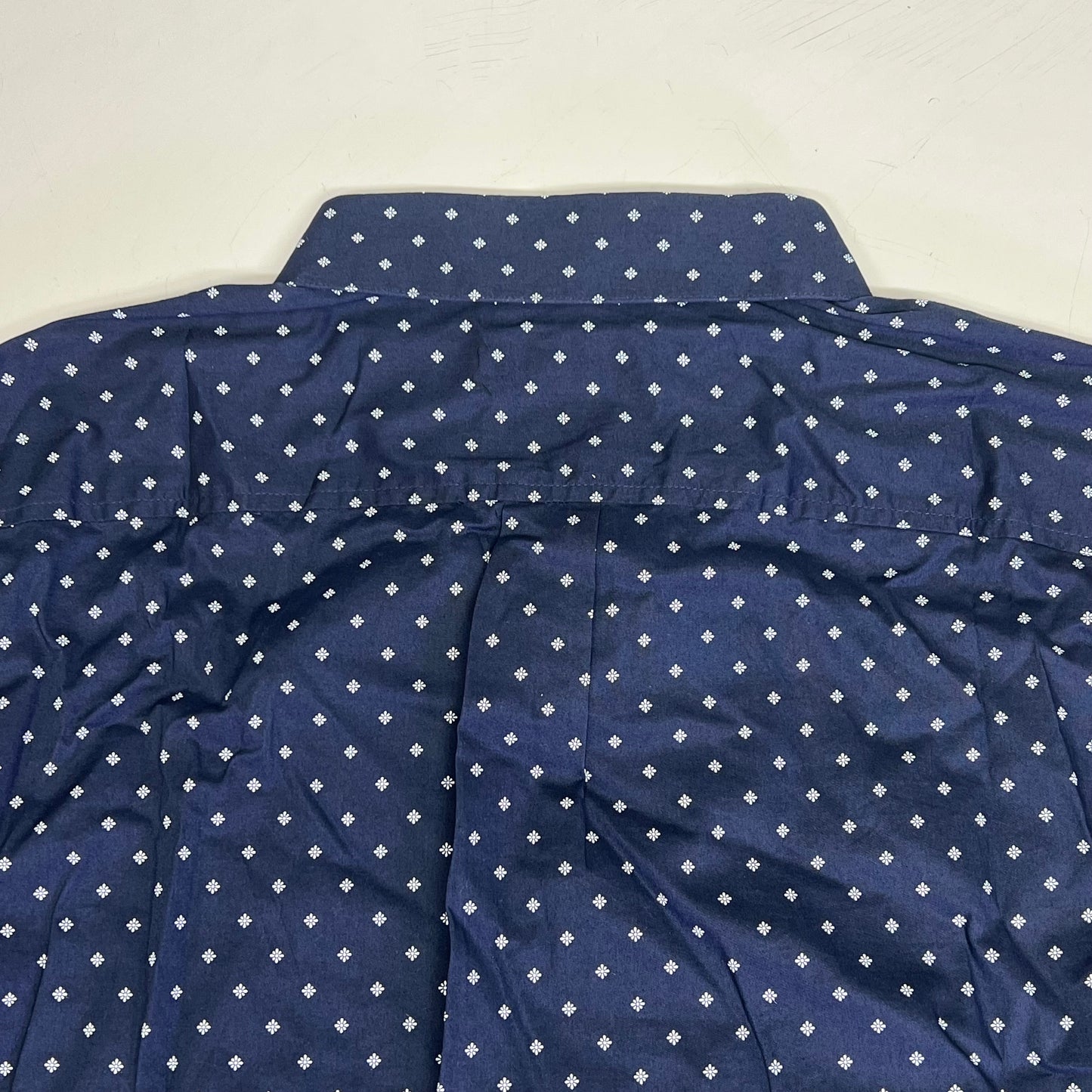 DOCKERS Stain Defender Button Up Shirt Daisy Pattern Men's Sz XL Navy Blue