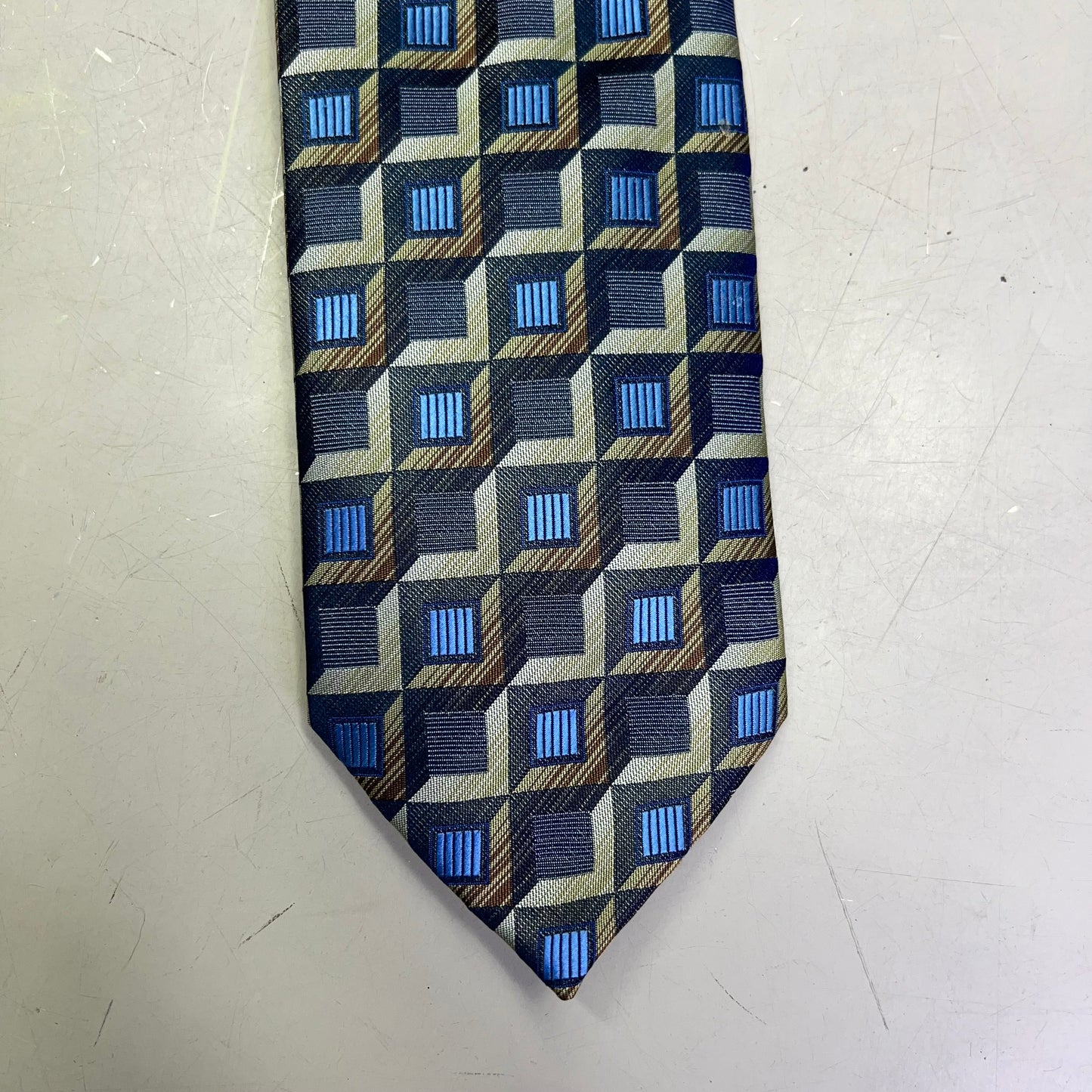 ALEXANDER JULIAN COLOURS 3D Square Tie 60" Blue/Multicolor Pattern (Pre-Owned)