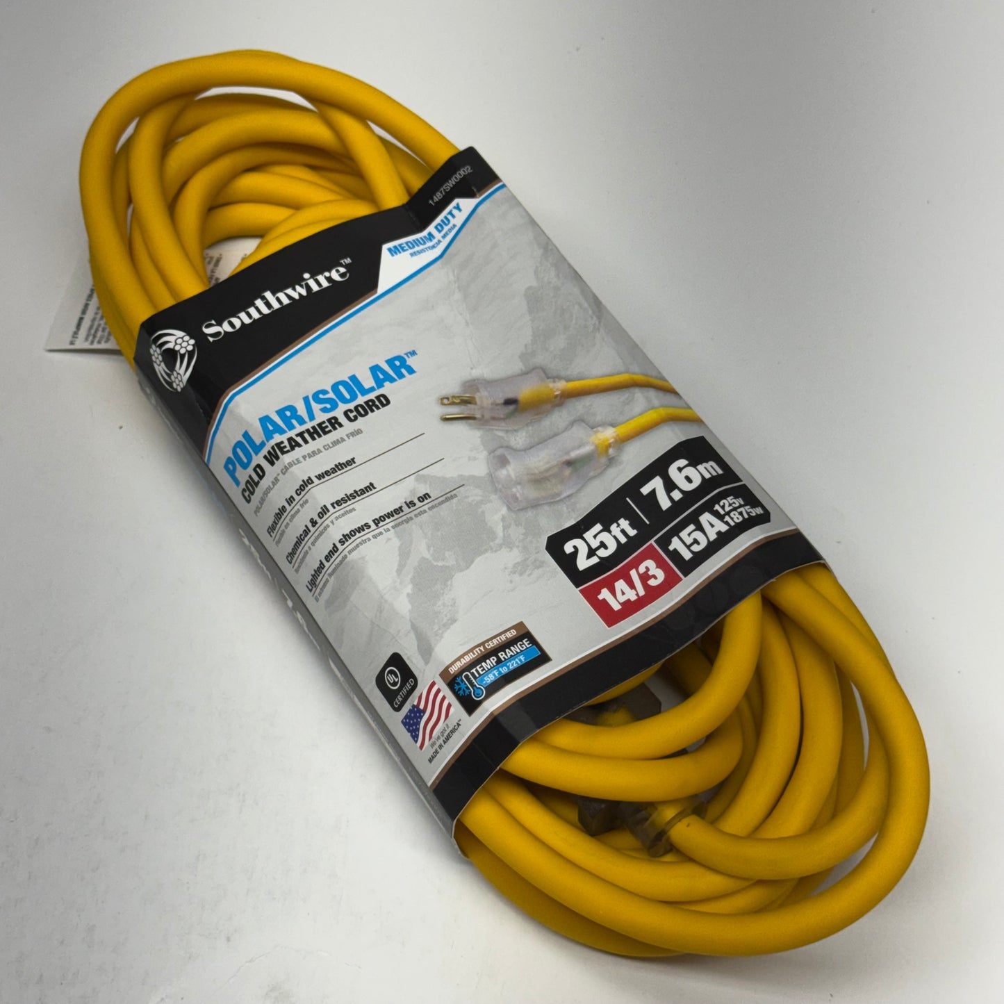 SOUTHWIRE Solar Cold Weather Cord 14/3 25 ft. 1487SW0002