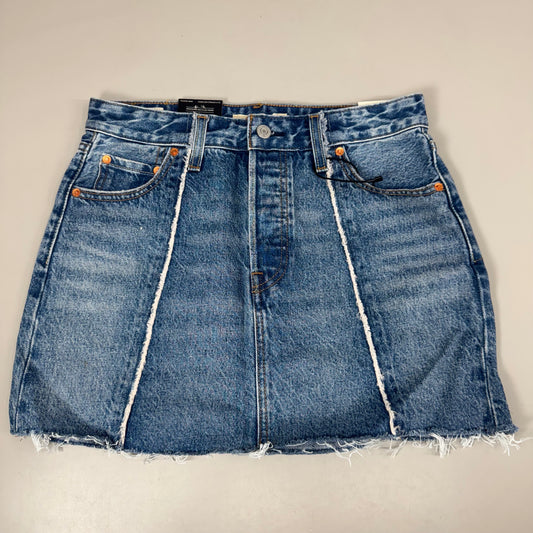 LEVIS Recrafted Icon Skirt Mid Rise Original Women's Sz 26 Novel Notion Med Wash