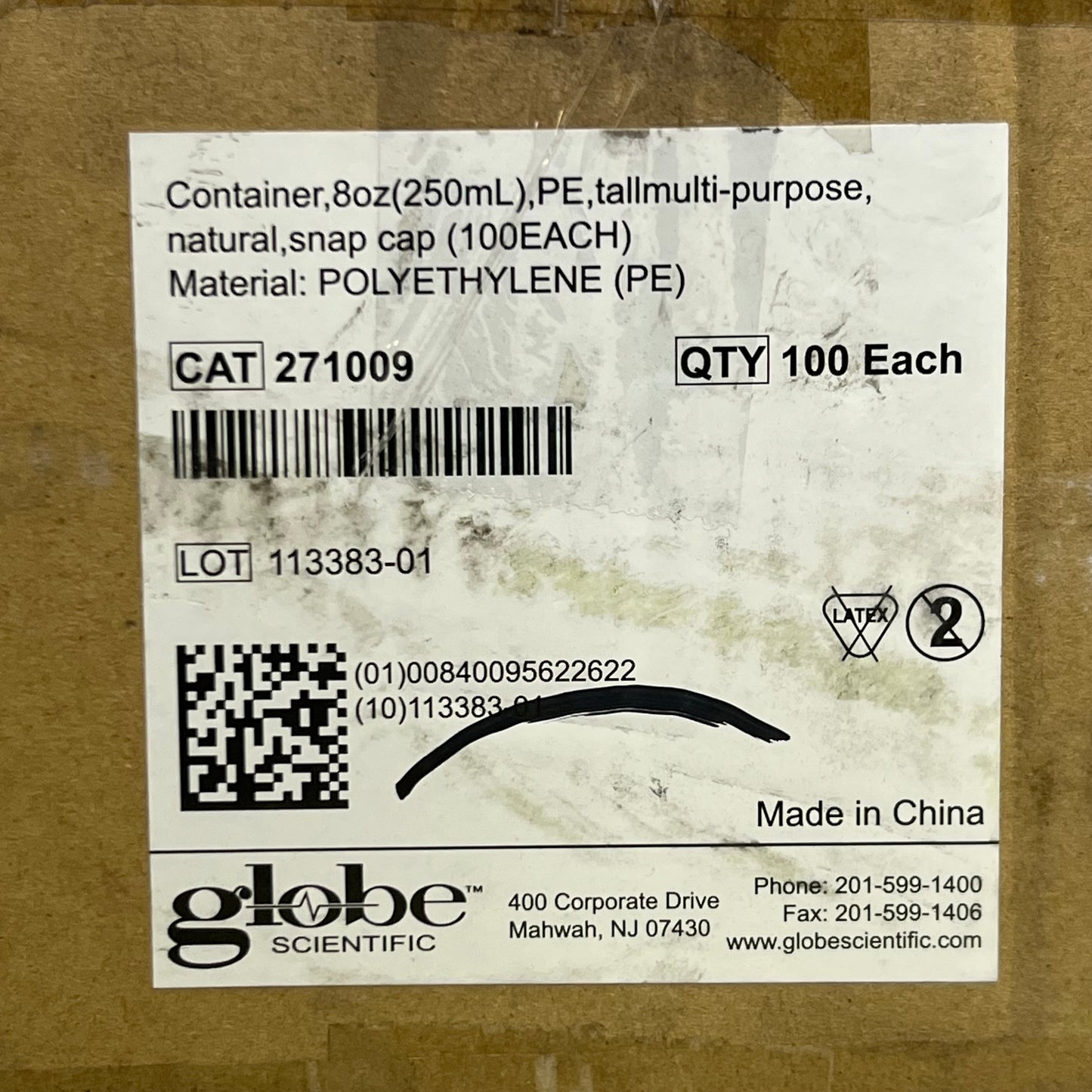 GLOBE (100 PACK) Multi-Purpose Container, Economy Style, Separate Snap Lid 8 oz 271009