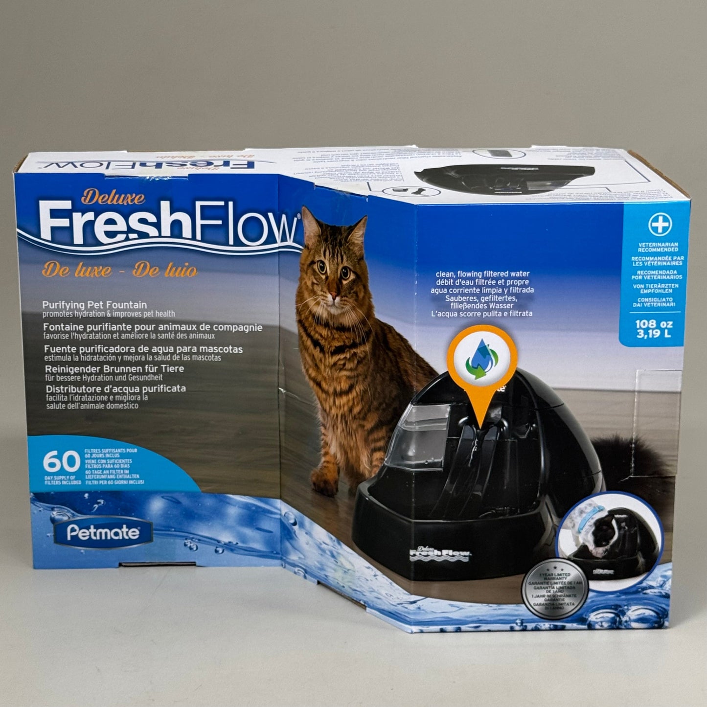 ZA@ PETMATE Deluxe FreshFlow Purifying Pet Fountain 108 oz Black 24870 A