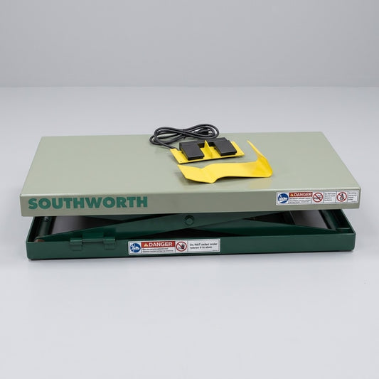 SOUTHWORTH Electric Hydraulic Scissor Lift Table 2000 lb. Capacity 115V Grey (Pre-Owned)