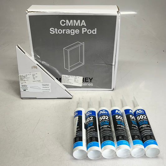 SAMUEL MULLER Solid Surface Storage Pod & Corner Shelve Kit Carrara SMSSP1414