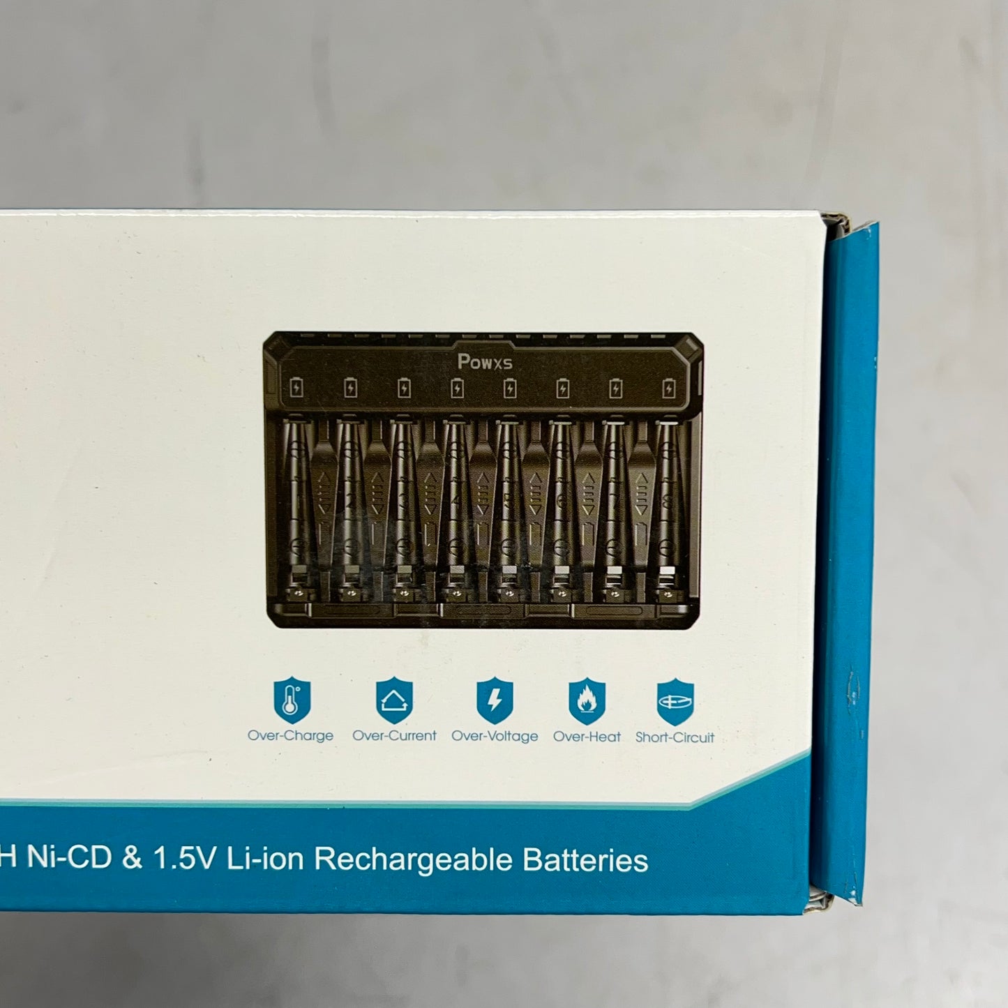 POWXS Rechargeable Lithium Aa Batteries W/ Charger Holds 8 Black X004PBPI3P