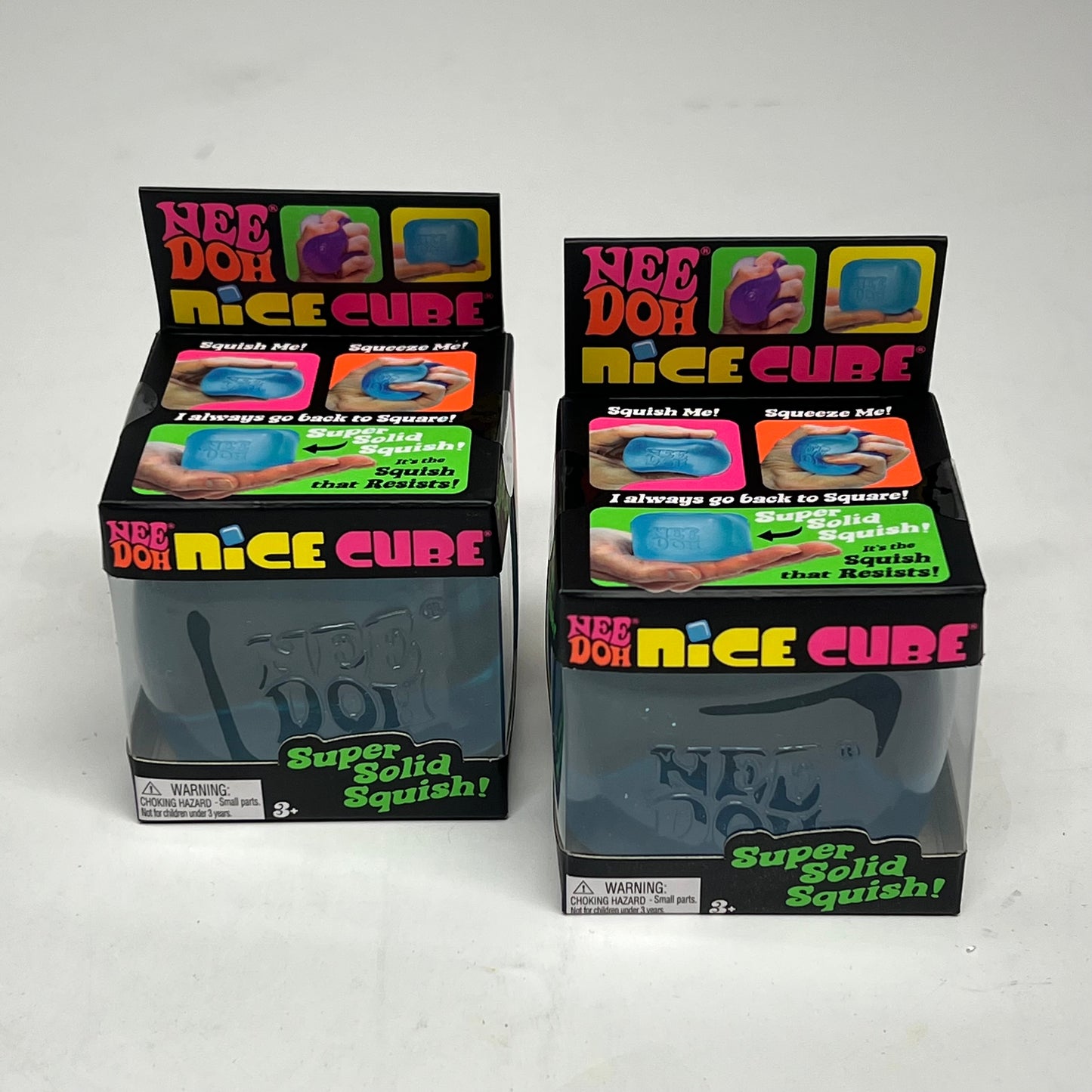 NEE DOH (2 PACK) Nice Cube Super Solid Squish Collectable 2.25" Blue 25362HY