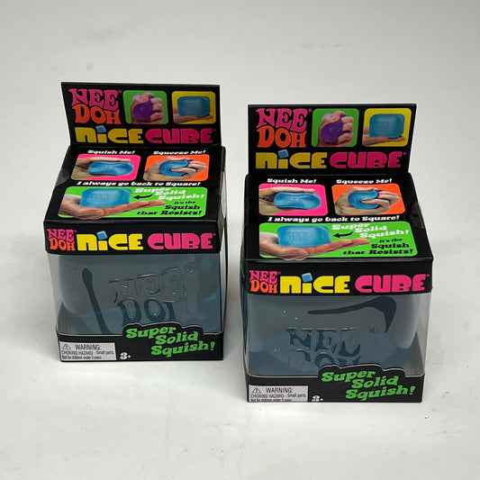 NEE DOH (2 PACK) Nice Cube Super Solid Squish Collectable 2.25" Blue 25362HY