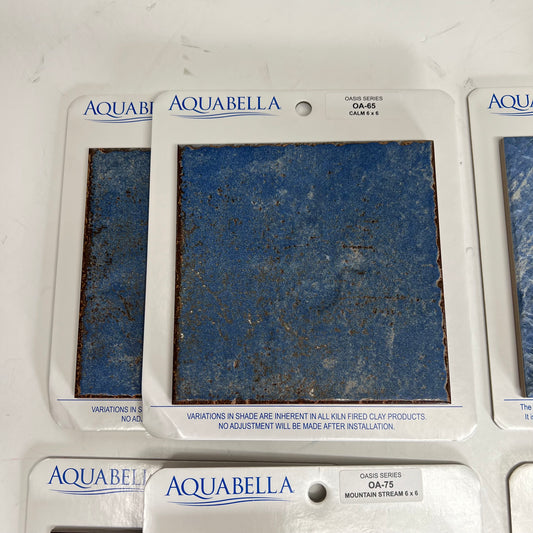 ZA@ AQUABELLA (LOT OF 12) Assorted Tiles 6"x6" Blue/White/Brown