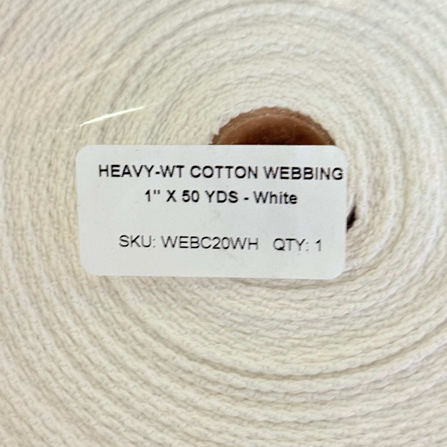 ZA@ Heavy - WT Cotton Webbing 1" X 50 Yds White WEBC20WH - New (AS-IS)