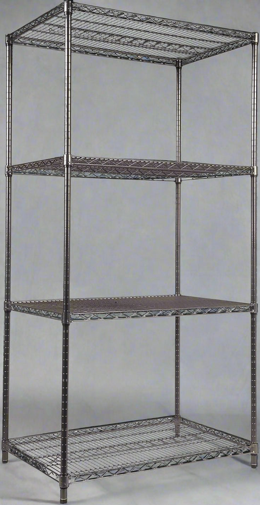 ALERA Wire Shelving Kit 4 Shelves 24" x 36" x 72" Black ALE-SW503624BA