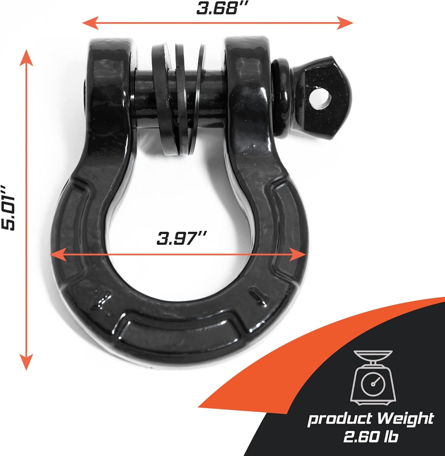 G2G4 (2 PACK) Heavy Duty Steel D-Ring Shackle ¾″ 57,000 lb Capacity ⅞″ Screw Pin