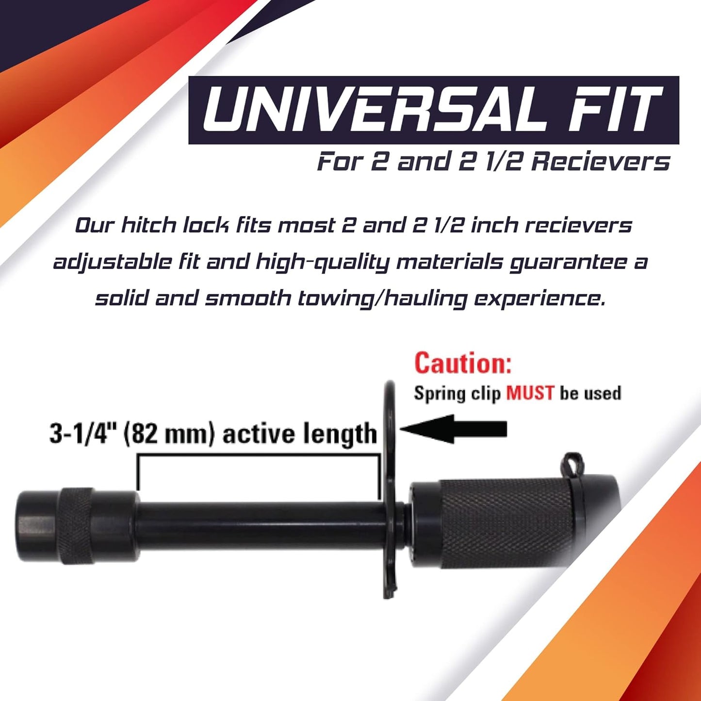 G2G4 Trailer Hitch Receiver Lock 5/8" Pin Double Safety Fits 2" & 2.5" Receivers