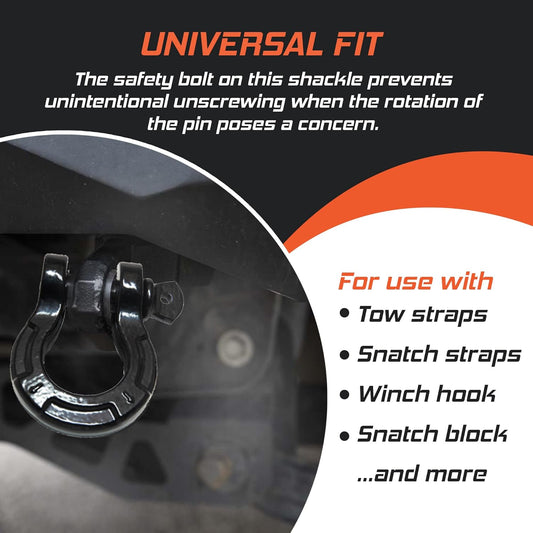 G2G4 (2 PACK) Heavy Duty Steel D-Ring Shackle ¾″ 57,000 lb Capacity ⅞″ Screw Pin