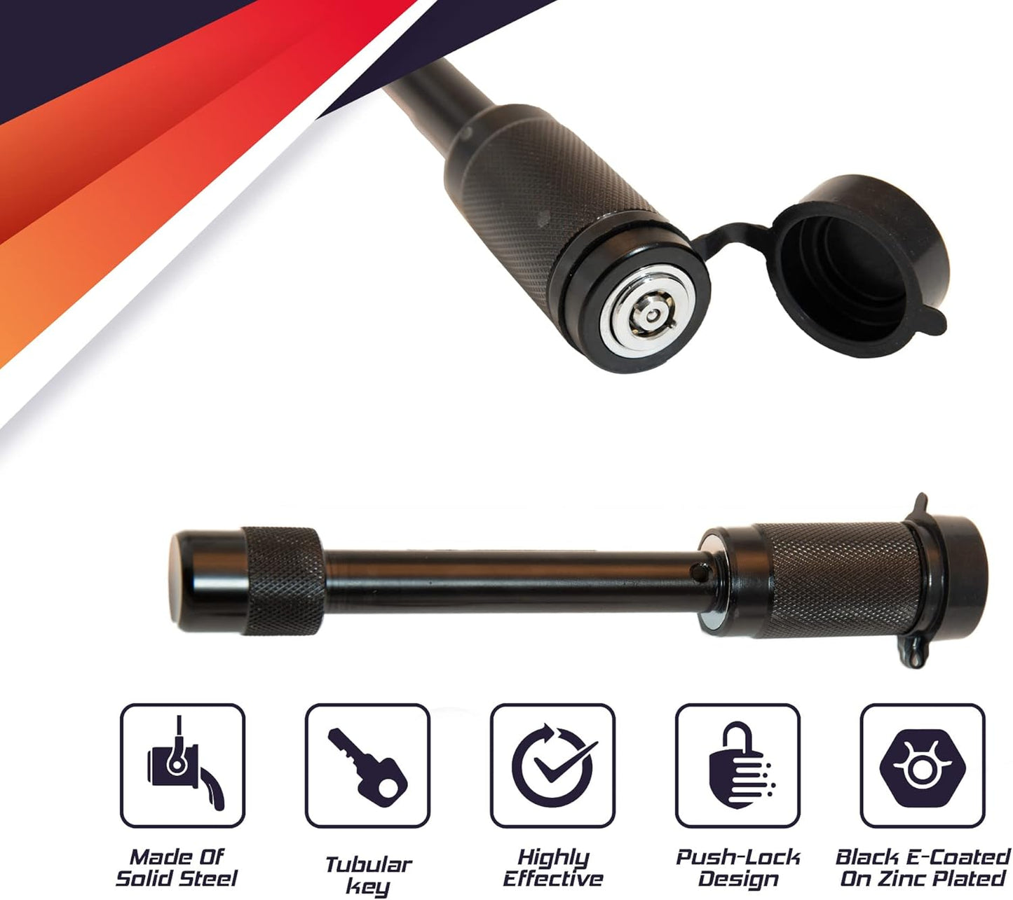 G2G4 Trailer Hitch Receiver Lock 5/8" Pin Double Safety Fits 2" & 2.5" Receivers