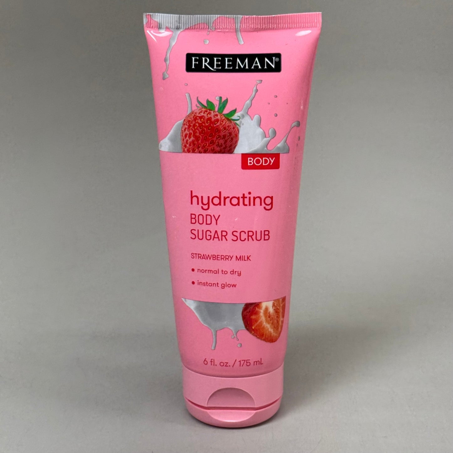 ZA@ FREEMAN (2 PACK) Hydrating Body Sugar Scrub Strawberry Milk Scent 6 fl oz A