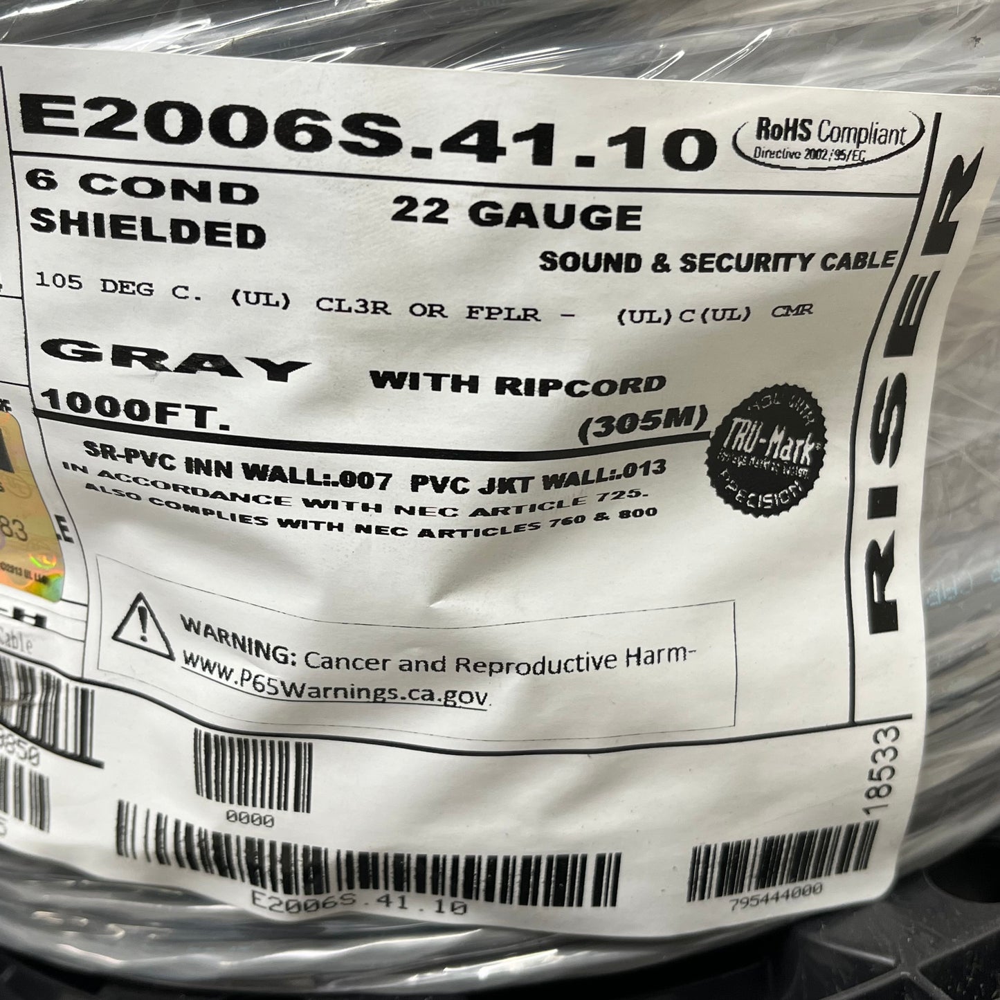 CAROL Prysmian Group 6 Conductor Cable Shielded 305M 22Gauge 1000ft E2006S.41.10