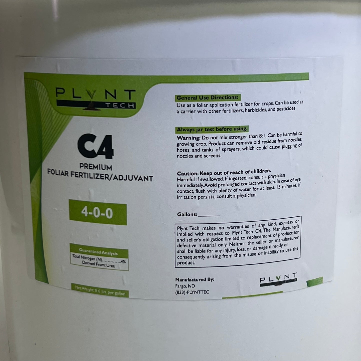 PLVNT C4 Premium Foliar Fertilizer 4-0-0 8.6 lb.