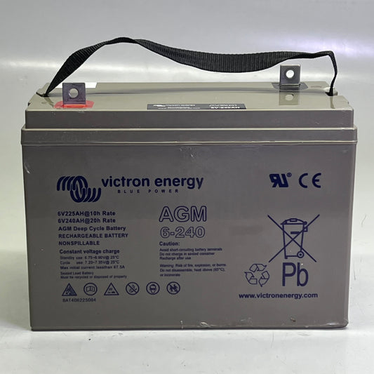 VICTRON ENERGY AGM Deep Cycle Battery 6V-240AH Grey AGM 6-240 (New Other, Distressed Box)