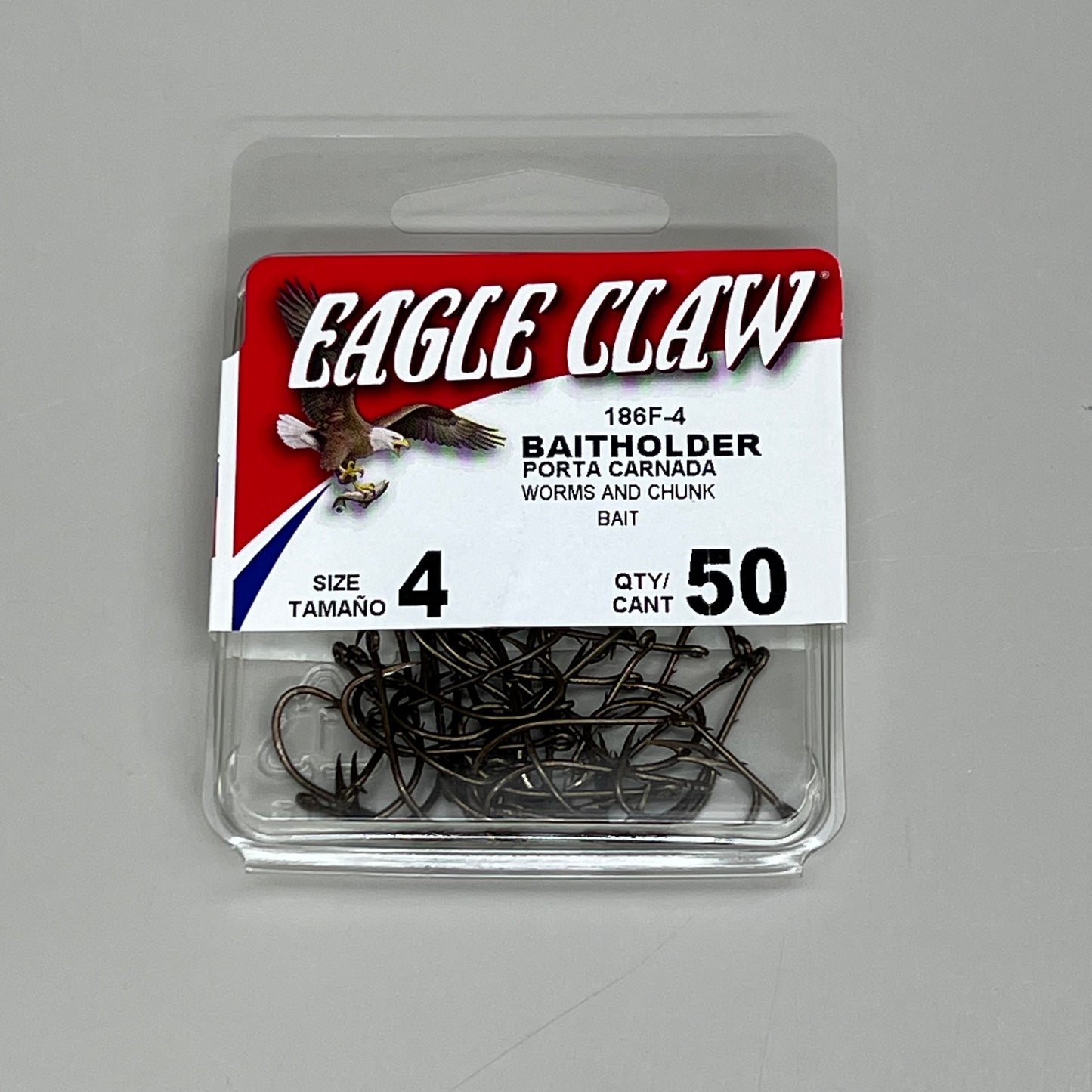 EAGLE CLAW Ultra Sharp Bait Holder for Worms & Chunk Bait Bronze #4 50pc 186F-4