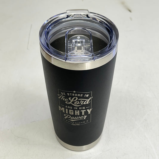 CHRISTIAN ART GIFTS Be Strong in the Lord Stainless Steel Mug 18oz Black SMUG188