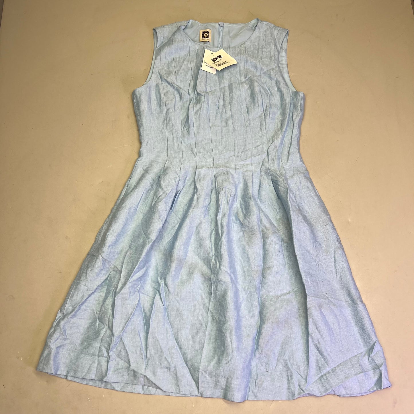 ANNE KLIEN Knee Length Lined Summer Dressed Womens Sz 8 Bright Water Blue (Used)
