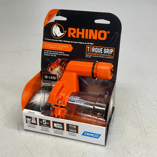 CAMCO Rhino Rv Sewer Extender Pro W/ Led Flashlight  5" Universal Orange 39570