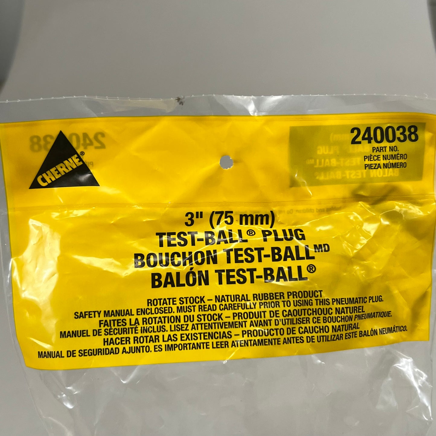OATEY Cherne Bulk Test-Ball Plugs With Individual Display Bags 3" Black 240038
