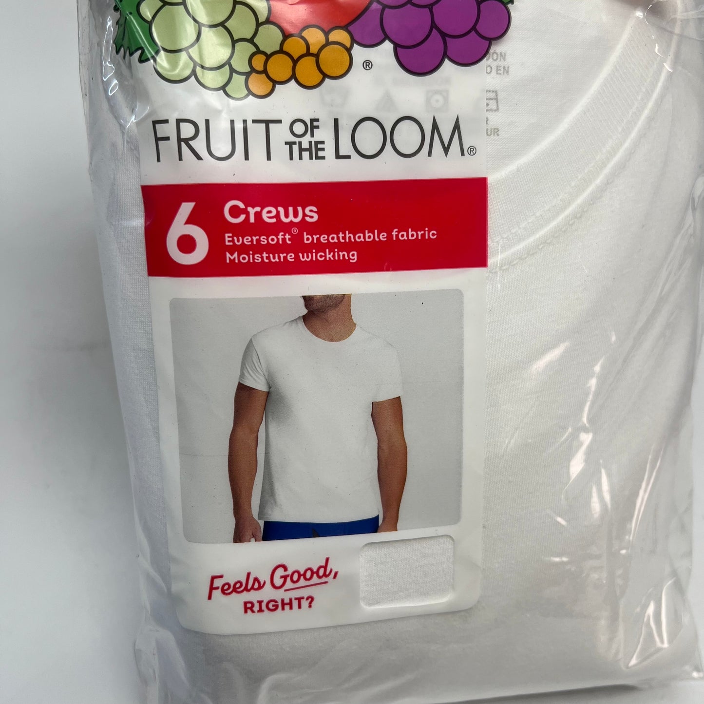 ZA@ FRUIT OF THE LOOM (6 PACK) Classic Fit Crew Neck T-shirts Men's Sz M White 6P2828