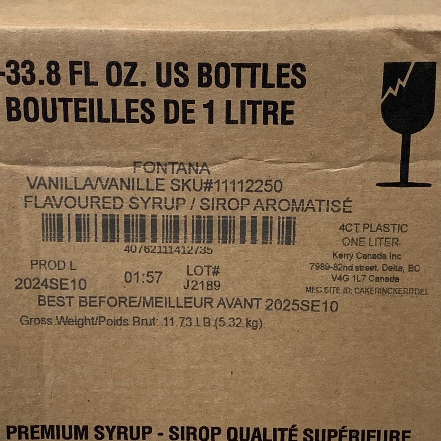 STARBUCKS (4 PACK!) Fontana Vanilla Flavored Syrup 33.8 fl oz/bottle BB: 09/2025