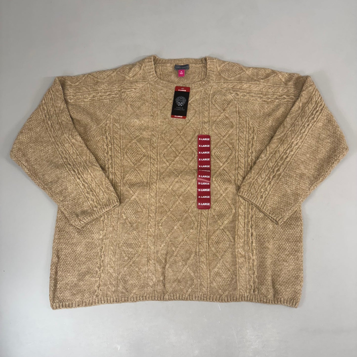 VINCE CAMUTO Cable Knit Sweater Women's Sz-XL Latte Heather SC2895