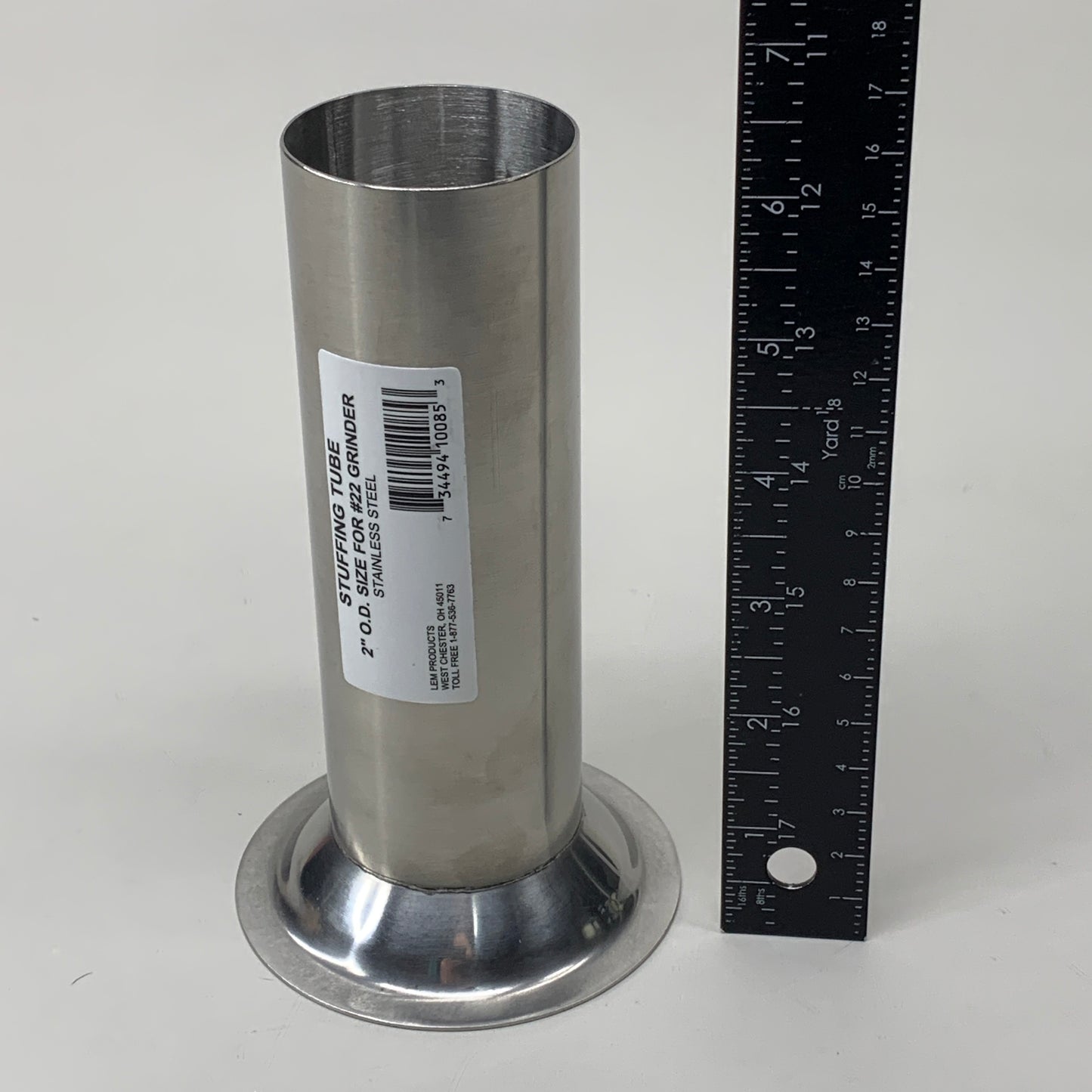 LEM Stuffing Tube 2" O.D Size for #22 Grinder Stainless Steel 6" Long 085SS