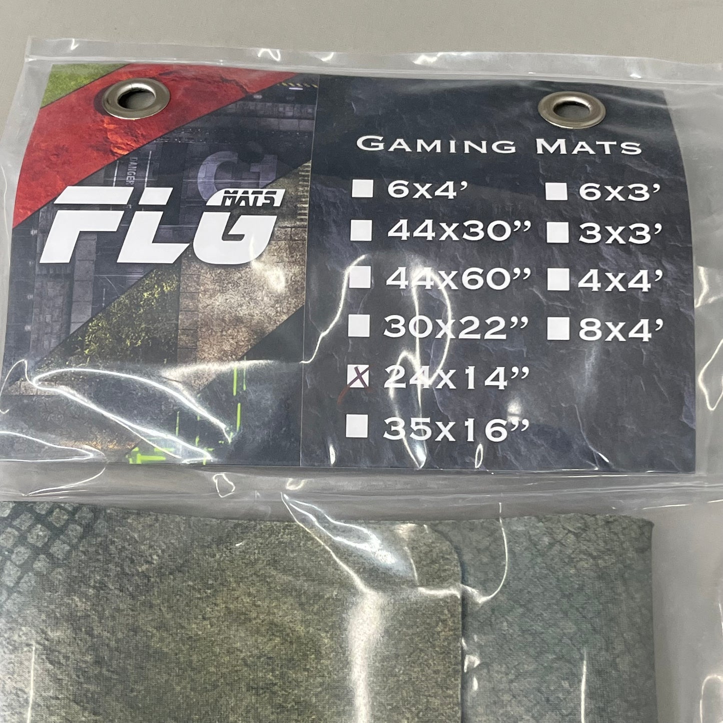 FLG MATS High Quality Gaming Mats Cobblestone Grass Battlefield Fabric W/ Rubber Back 24"x14"