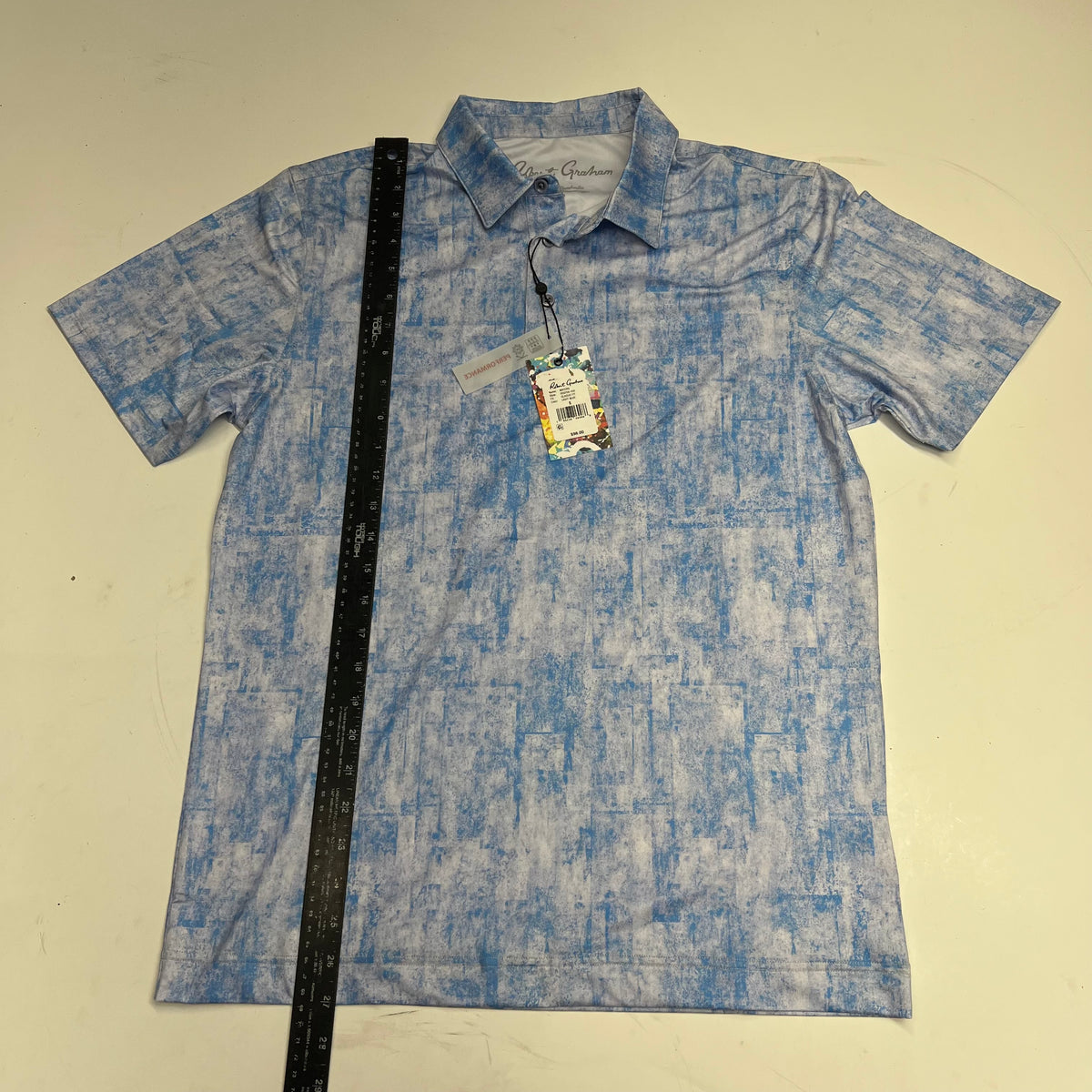 ROBERY GRAHAM Waters Short Sleeve Polo Shirt Men's Sz S Light Blue OS6706-450