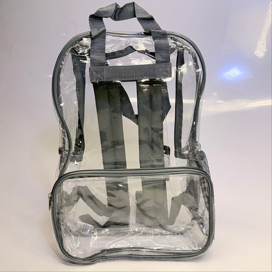 BWAP 17" Clear Plastic Backpack 17" x 12" x 6" Color Grey BP1643
