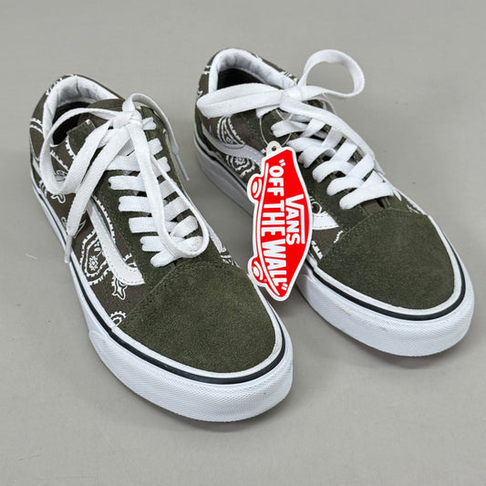 VANS Peace Paisley Old Skool Sneaker Women's Sz 5.5 Men's 4.0 Olive Green KRFB0F