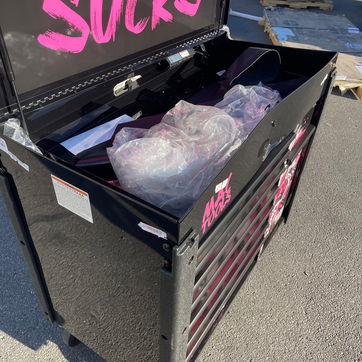 MAC TOOLS 7-Drawer Vertical Power Drawer Cart Black w/ Pink Cancer Awareness Decals
