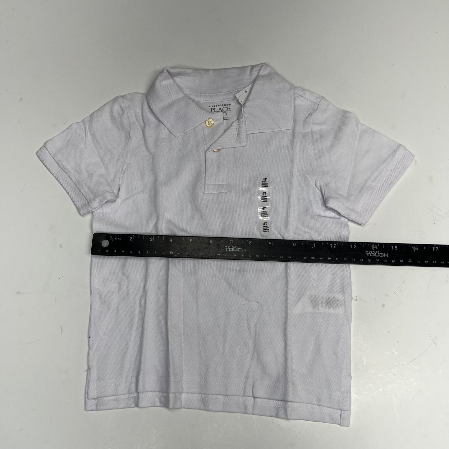ZA@ THE CHILDRENS PLACE Uniform Soft Pique Polo Shirt 100% Cotton Boy's Sz 4T White (As-Is)